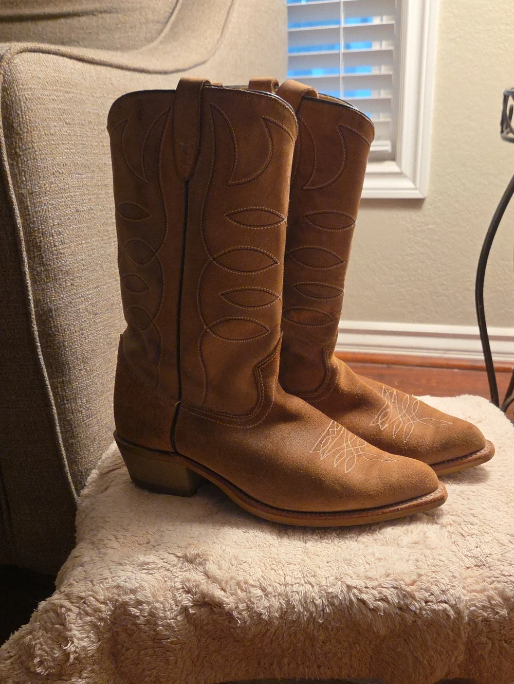 Texas Brand Brown Suede Western Cowboy Boots